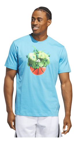 Playera adidas Basquetbol Hoops Graphic Hombre Azul