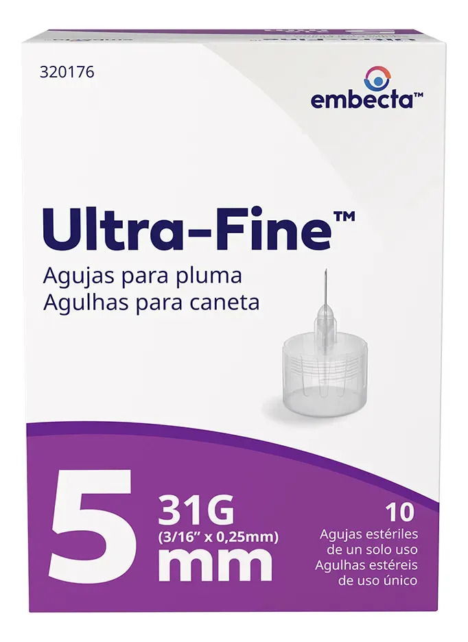 Aguja Ultra-fine 31g X 5mm Para Pluma - 1 Caja X 10u