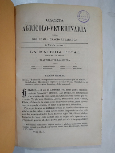 Gaceta Agrícolo Veterinaria 1880 Libro Antiguo Agricultura 