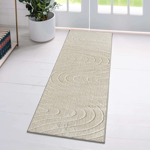 Luxe Weavers Alfombra Moderna Geometrica Ondulada Crema 2x8