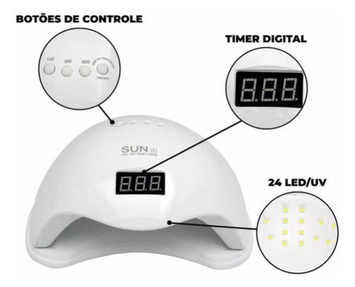 Kit Lixadeira Elétrica Motor Porquinho + Cabine Sun 5 Unhas Branco