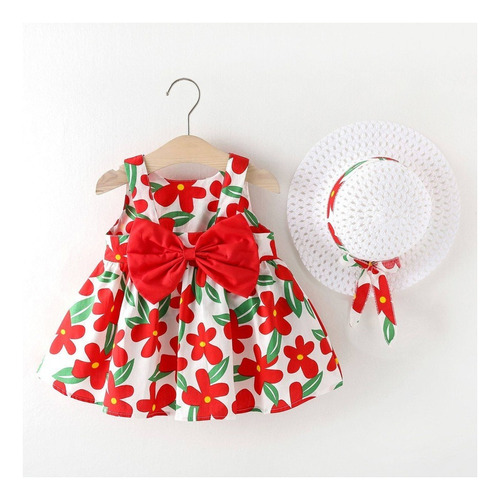 Vestido De Princesa Bebé Con Flores Y Sombrero