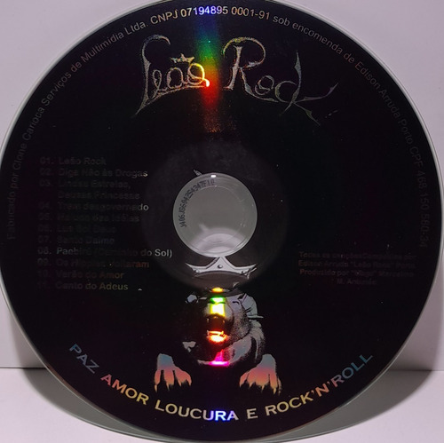 Cd Leao Rock (paz Amorloucura E Rock N Roll)