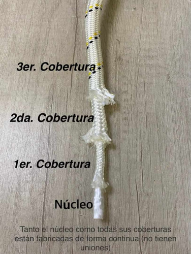 Soga Cuerda Seguridad 13mm Certif Silleta Rappel X 30 Metros Blanco Con Pintas Negras Y Amarillas