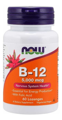 Vitamina B12 5000iu Con Ac. Fólico X 60 Comp. - Now Foods Sabor Neutro