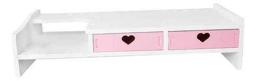 Elevador De Soporte Para Monitor, Organizador Rosa 2 Cajones