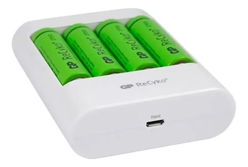 Imagen 1 de 8 de Cargador Pilas Gp + 4 Aa Recargables 2700mah