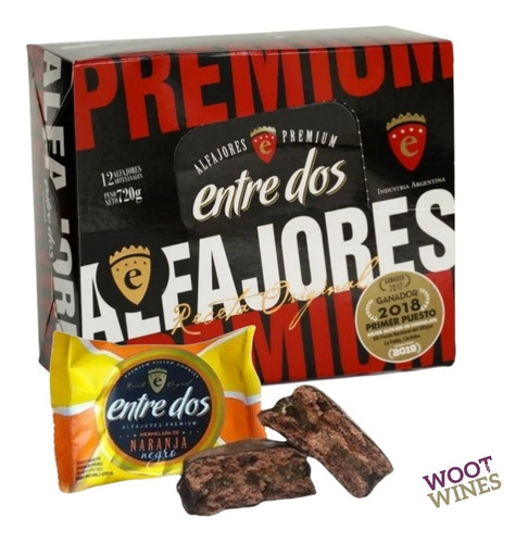 Imagen 1 de 8 de Alfajor Premium Entre Dos - Caja X12 Ud. Choco Con Naranja