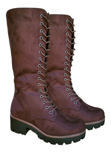 Botas Largas Bucaneras De Gamuza Mujer Casual - 7130