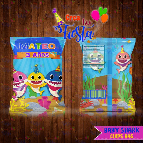 Bolsa Tipo Sabritas Personalizadas Baby Shark