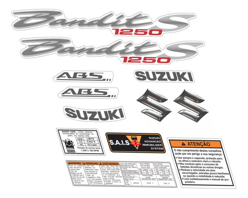 Kit Emblema Adesivo Suzuki Bandit 1250s 2013 Champagne