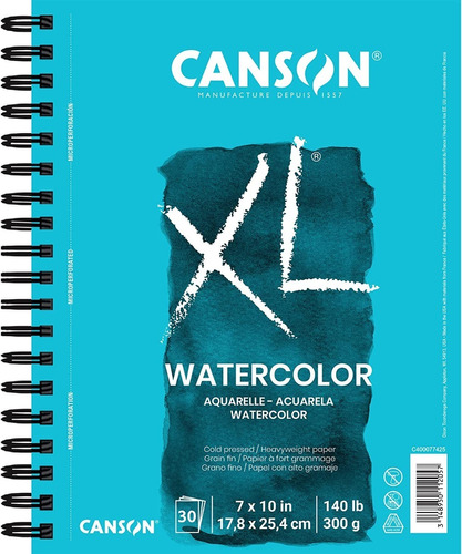 Sketchbook Canson Xl Watercolor 17.8x25.4 Cm 300g 30 Hojas 
