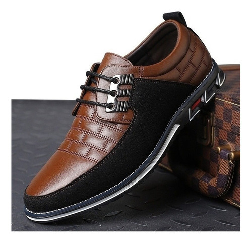 Zapatos Oxford Con Punta Redonda Y Cordones Para Hombre