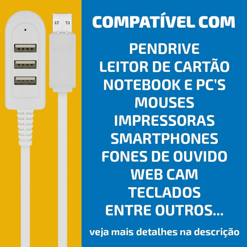 Hub Usb Multi 3 Portas 2.4 Alta Velocidade Extensor Notebook