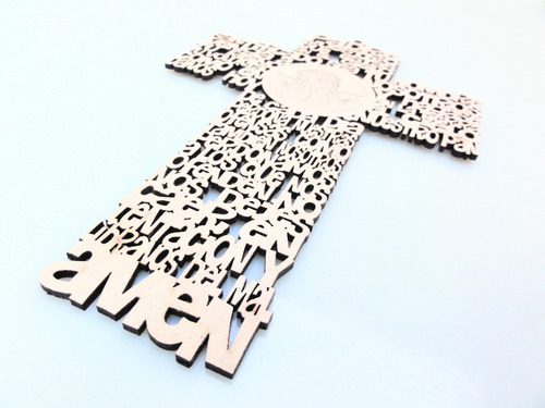 Cruz Padre Nuestro 20cm X 15u - Mdf / Fibrofacil