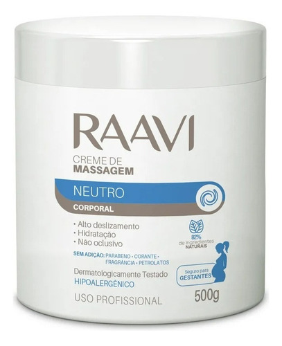 Creme De Massagem Neutro Corporal 500g Raavi De Embalag Tipo