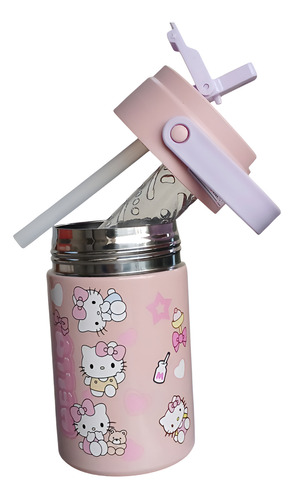 Termo Vaso Hello Kitty 500 Ml Acero Inox Antiderrames Niña