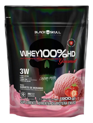 Whey 100% Hd Gourmet Refil (900g) - Sorvete De Morango Sorvete De Morango