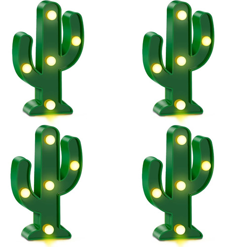 4 Piezas De Luz Led De Cactus Para Decoración De Fiesta Mexi
