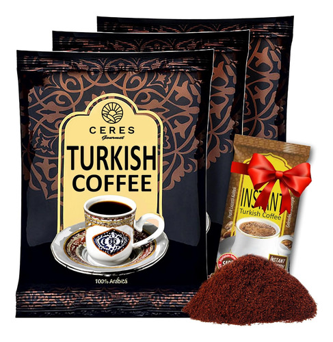 Café Turco Tradicional De 3.5 Oz (paquete De 3), Auténtico C