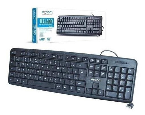 Teclado Com Ç Preto Básico Com Fio Usb Computador Na Caixa