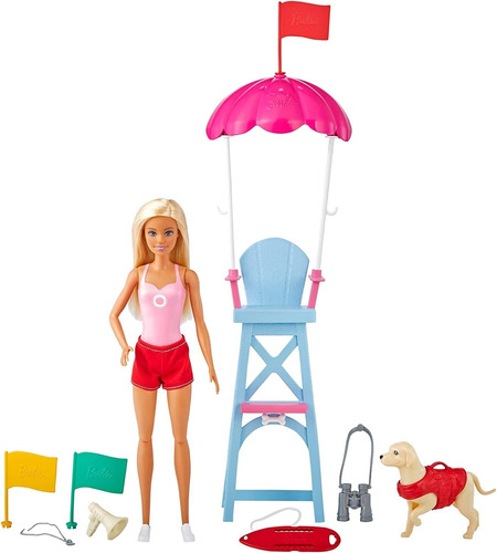 Traje De Baño Barbie Lifeguard Playset Blonde Doll De 12 Pul