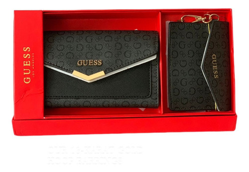 Billetera Guess Negra Con Monedero Para Mujer 