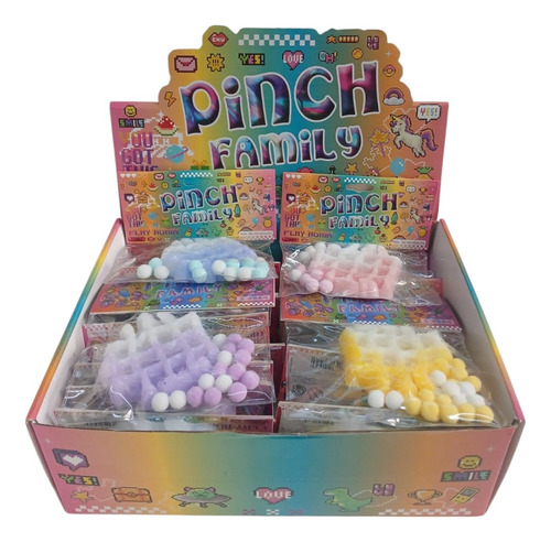 Squishy Pinch Family Waffles Con Pelos Antiestrés Toyz Violeta