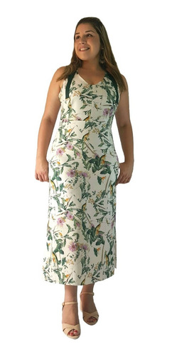 Imagem 5 de 5 de Vestido Midi Estampado Floral Decote Nas Costas 53498 Borda