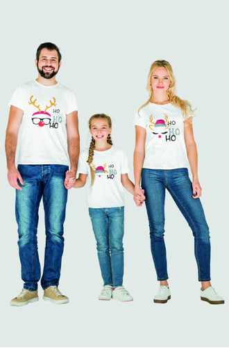 Poleras - Combo Para Toda La Familia Modelo Navidad Hohoho