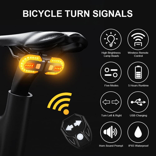 Luz Direccional Recargable Antirrobo Para Bicicleta