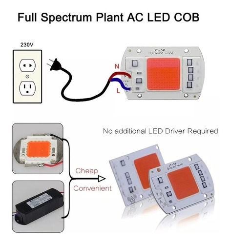 4 Leds Cob 50w Full Spectrum, Cultivo Indoor, 220v Directo