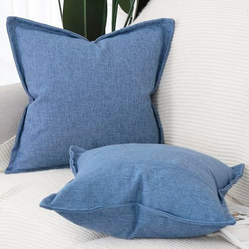 Juego De 2 Fundas De Almohada De Lino Con Borde Ancho, Suave