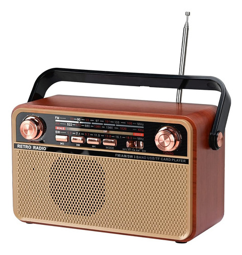 Radio Retro Am Fm Sw Usb Tf Bluetooth Recrgable + Control 