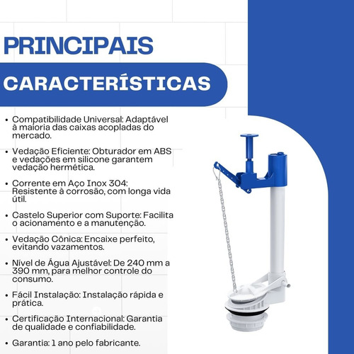 Mecanismo Saída Universal Roco Com Castelo P/ Caixa Acoplada