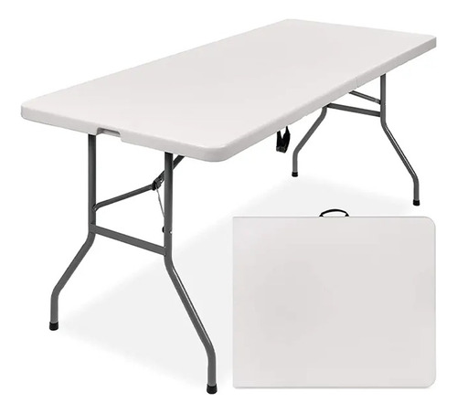 Mesa Plegable Reforzada De Plástico Camping 180cm Valija 