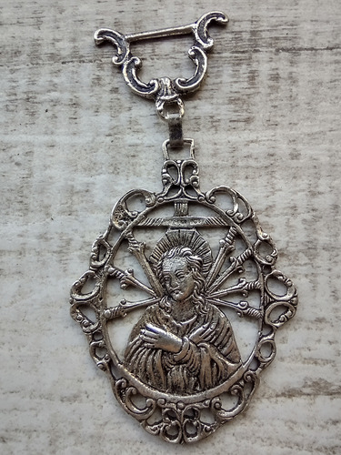 Antigua Medalla Calada Virgen Plata 900 