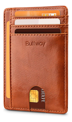 Billetera De Hombre Ultra Fina Buffway Marron