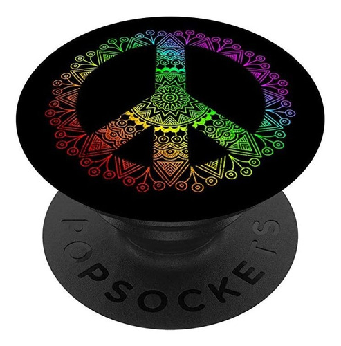 Rainbow Boho Yoga Ornate Mandala Peace Sign Hippie Popsocke