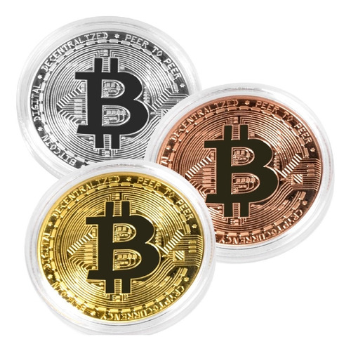 Imagen 1 de 9 de Souvenir  Bitcoin  Moneda Física Coleccionable Con Cápsula