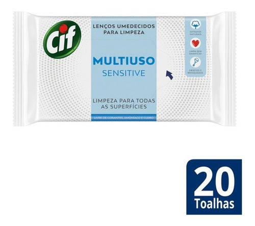 Lenços Umedecidos Multiuso Sensitive 20 Unidades Cif