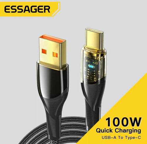 Imagen 1 de 3 de Cable Cargador Y Datos / Usb A C / 2 Metro / 100 W 7a /
