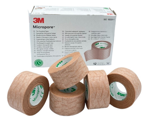 Cinta Micropore Piel 2.5 Cm 3m C/36 Rollos 1533-1 3 Cajas