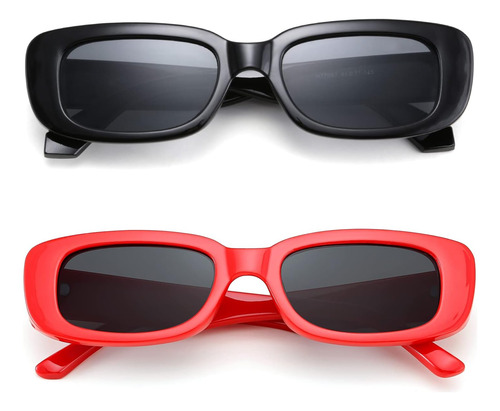 Feisedy 2pack Gafas De Sol Retro Rectangulares Gafas De Sol