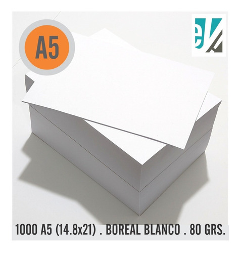 1000 Hojas A5 Boreal De 80 Grs Blanco