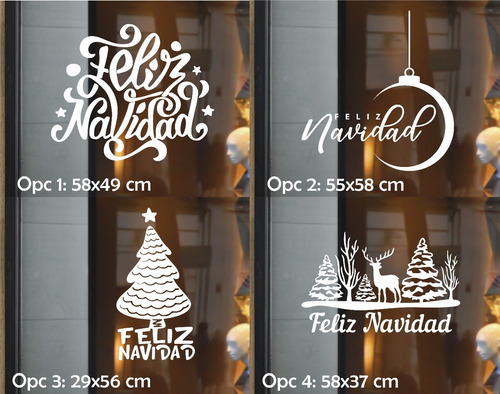 Vinilos Para Locales, Vidrieras, Navidad, Felices Fiestas