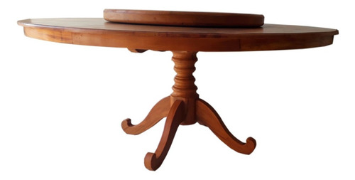 Imagem 2 de 4 de Mesa Redonda Giratória 1,80m Peroba Rosa Pé Torneado Toda Construida 100% Madeira De Demolição, Sendo 100% Ecologico