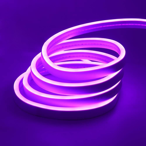 Kit Tira Led Manguera Neon Luz Violeta 5 Metros 2835 Mas Adaptador Y Fuente !2v Ip65 Exterior Interior Resiste Al Agua Luminoso Flexible Ecofriendly Ahorra Energia