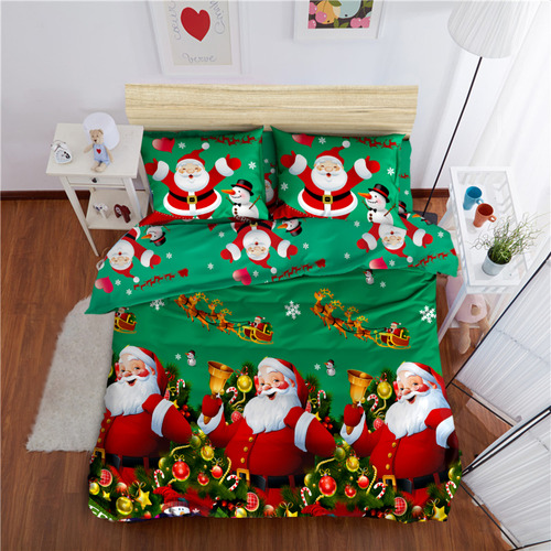 Juego De Ropa De Cama Para Dormitorio Con Estampado Navideño