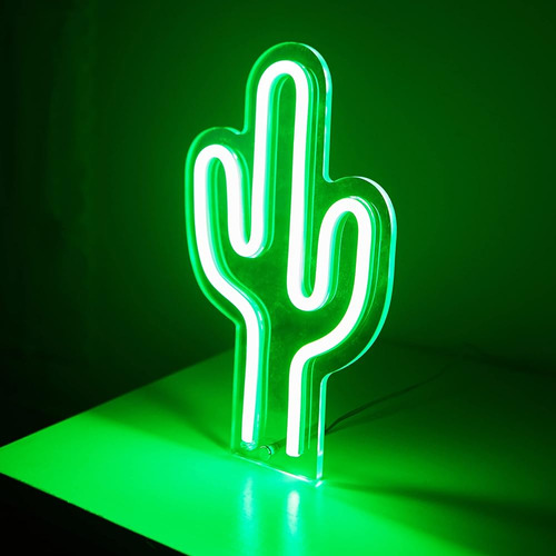 Easetime Green Cactus Neon Sign Boys Room Decor Led Light Si